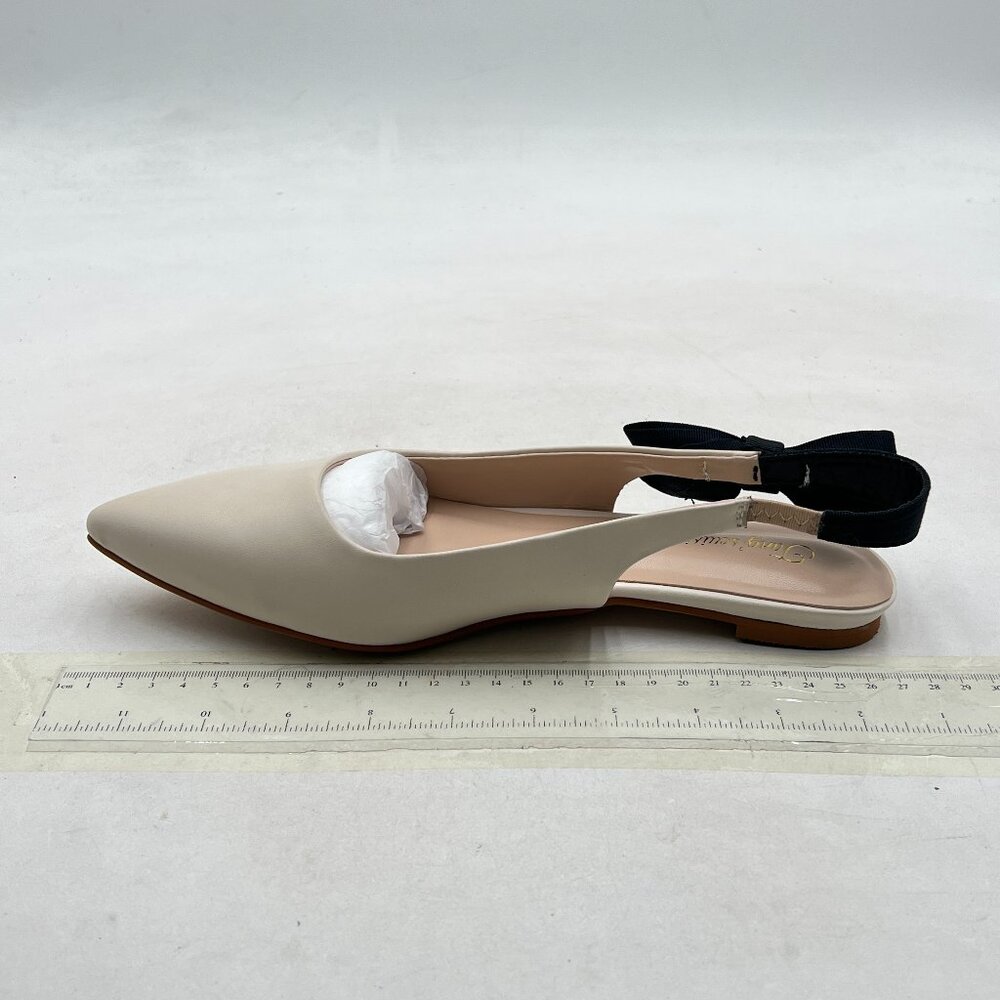 Beige Women's Comfortable Citify Slingback Sandals Flats Pointed Toe Dress Shoe